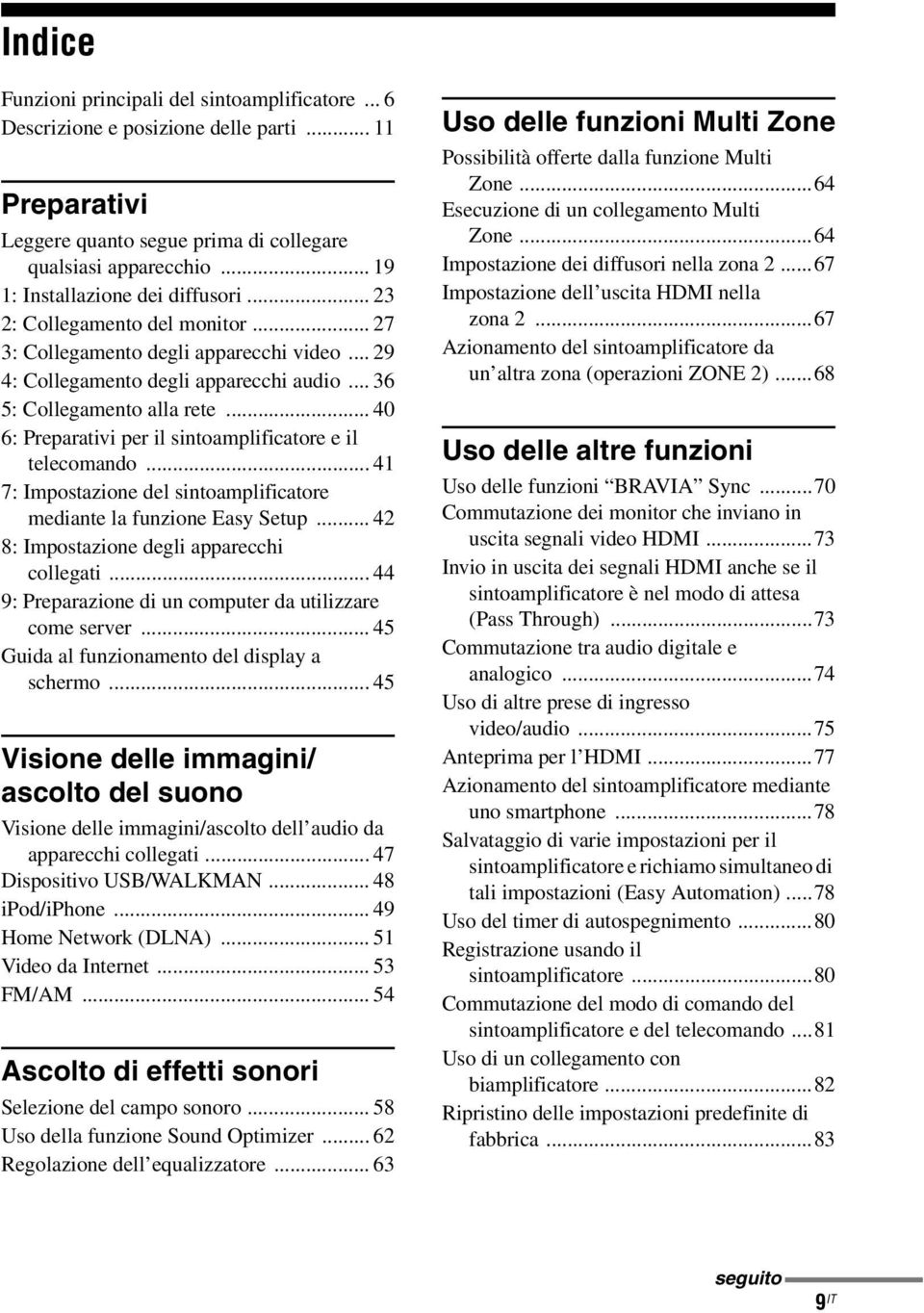 .. 40 6: Preparativi per il sintoamplificatore e il telecomando... 41 7: Impostazione del sintoamplificatore mediante la funzione Easy Setup... 42 8: Impostazione degli apparecchi collegati.