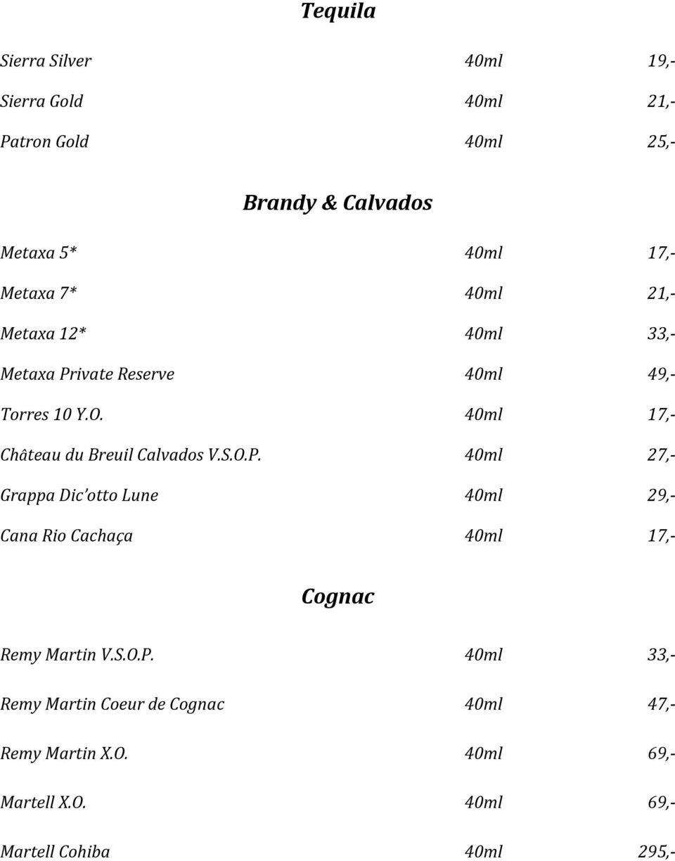 40ml 17,- Château du Breuil Calvados V.S.O.P.