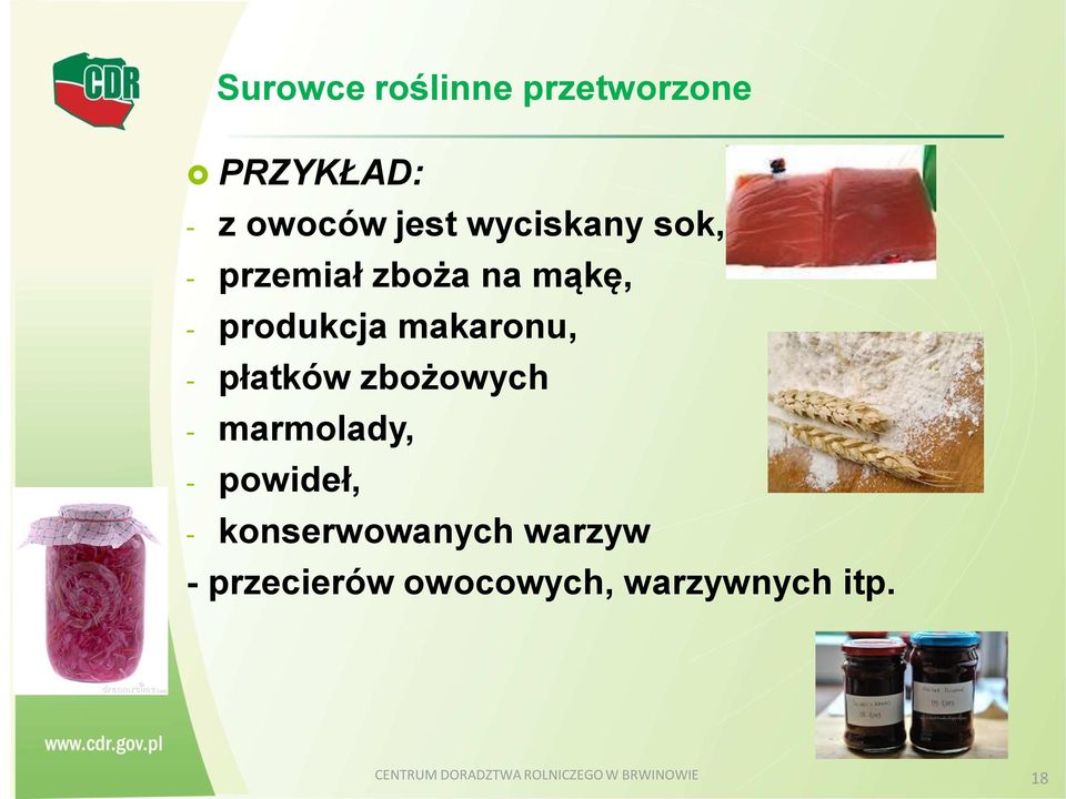 zbożowych - marmolady, - powideł, - konserwowanych warzyw -