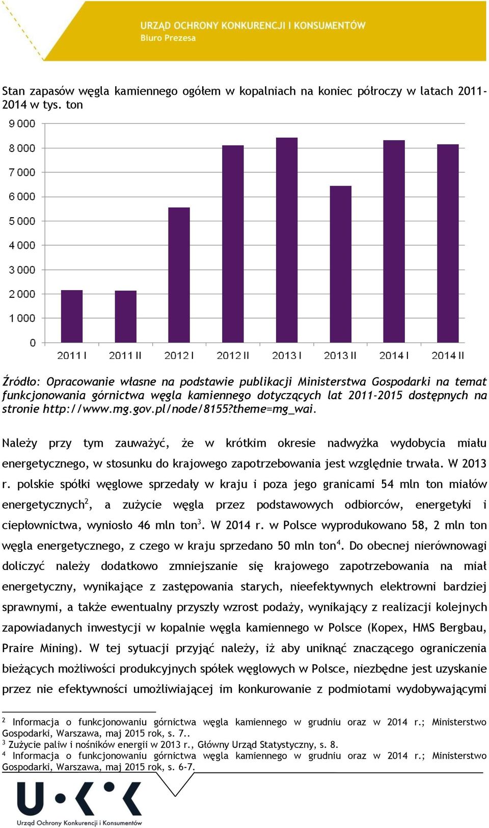 pl/node/8155?theme=mg_wai. Należy przy tym zauważyć, że w krótkim okresie nadwyżka wydobycia miału energetycznego, w stosunku do krajowego zapotrzebowania jest względnie trwała. W 2013 r.