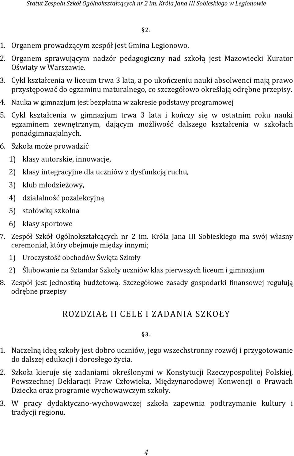 Nauka w gimnazjum jest bezpłatna w zakresie podstawy programowej 5.