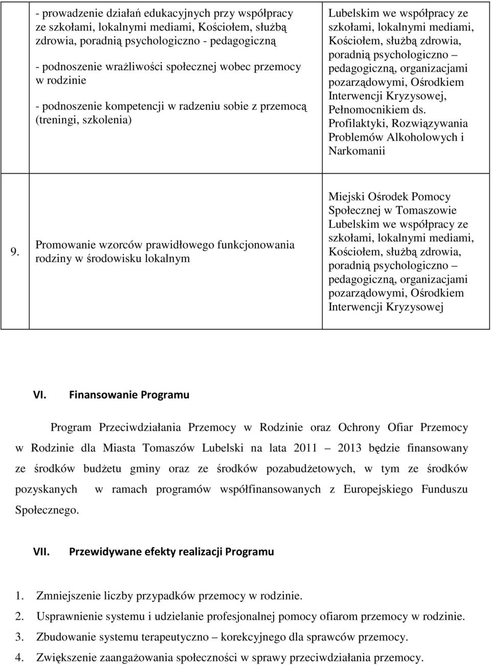 psychologiczno pedagogiczną, organizacjami pozarządowymi, Ośrodkiem Interwencji Kryzysowej, Pełnomocnikiem ds. Profilaktyki, Rozwiązywania Problemów Alkoholowych i Narkomanii 9.