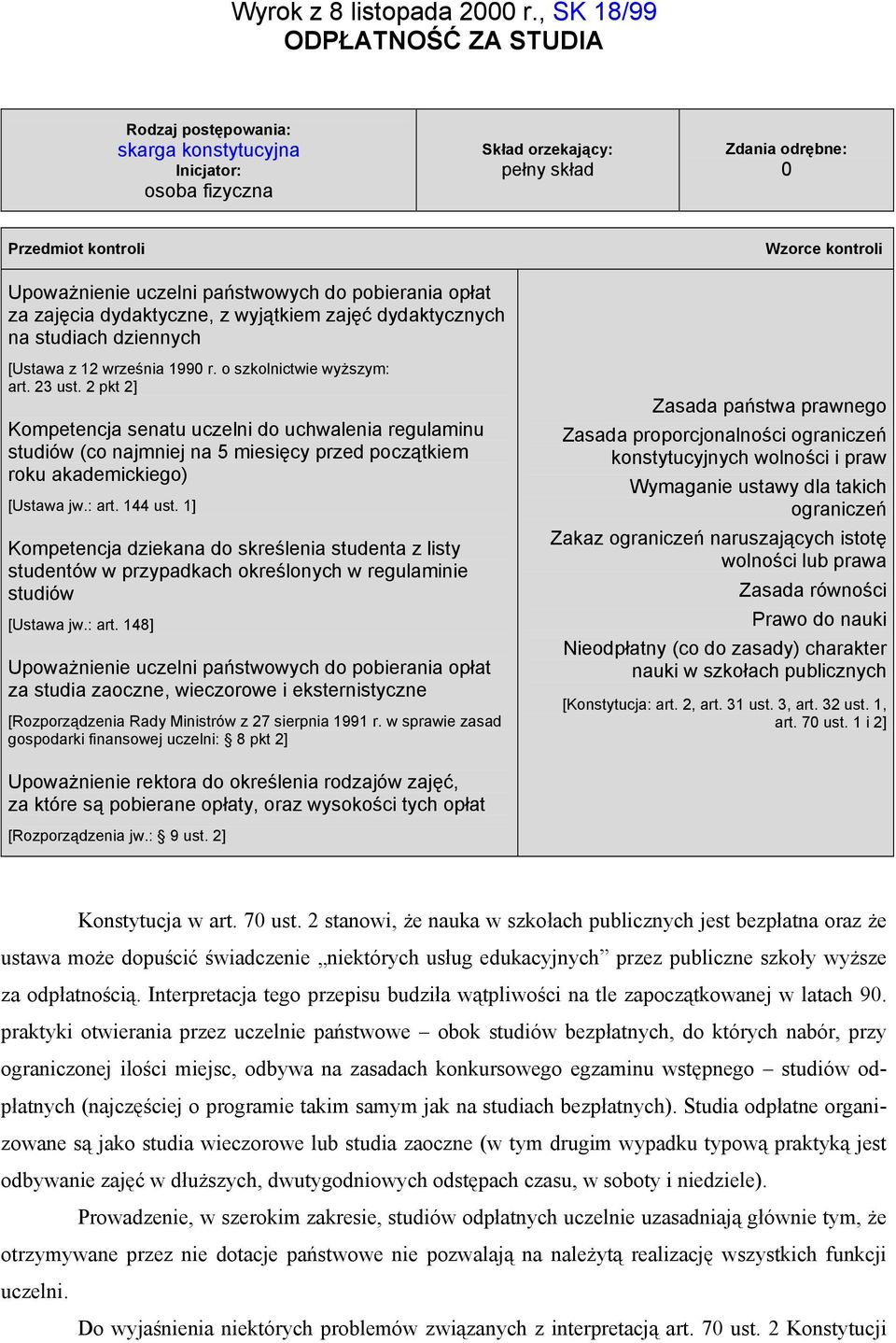 uczelni państwowych do pobierania opłat za zajęcia dydaktyczne, z wyjątkiem zajęć dydaktycznych na studiach dziennych [Ustawa z 12 września 1990 r. o szkolnictwie wyższym: art. 23 ust.