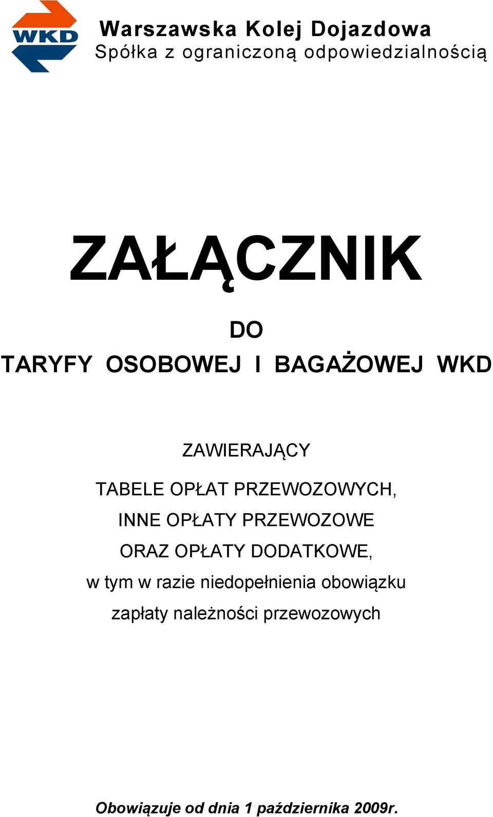 INNE OPŁATY PRZEWOZOWE ORAZ OPŁATY DODATKOWE, w tym w razie niedopełnienia