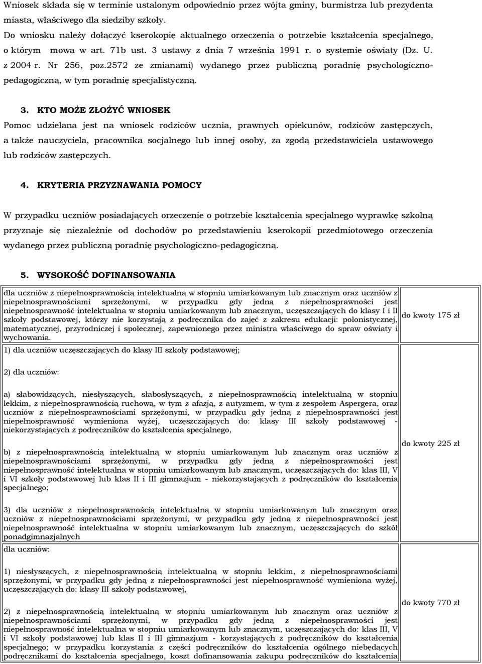 Nr 256, poz.2572 ze zmianami) wydanego przez publiczną poradnię psychologicznopedagogiczną, w tym poradnię specjalistyczną. 3.