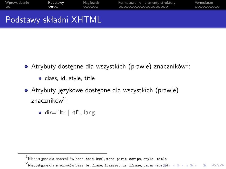 ltr rtl, lang 1 Niedostępne dla znaczników base, head, html, meta, param, script, style