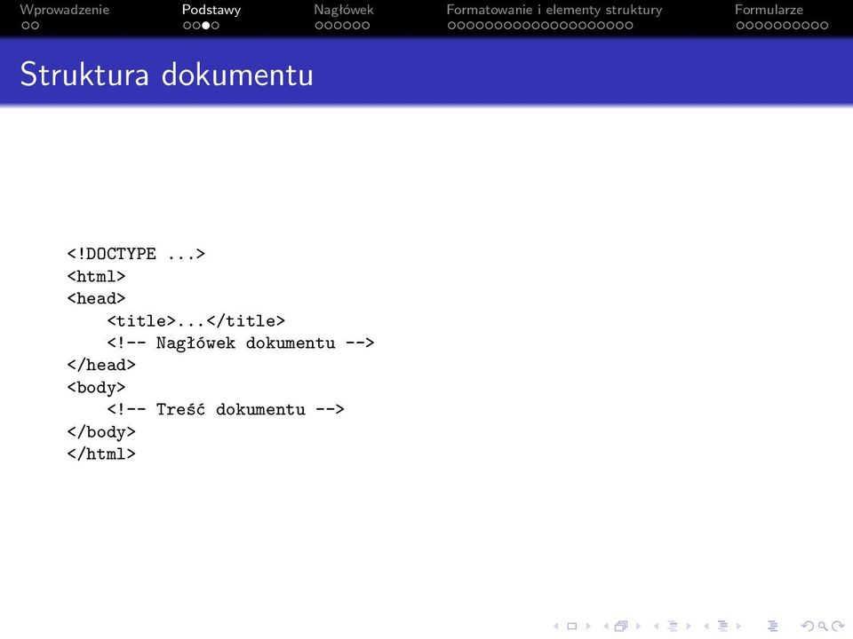 -- Nagłówek dokumentu --> </head>