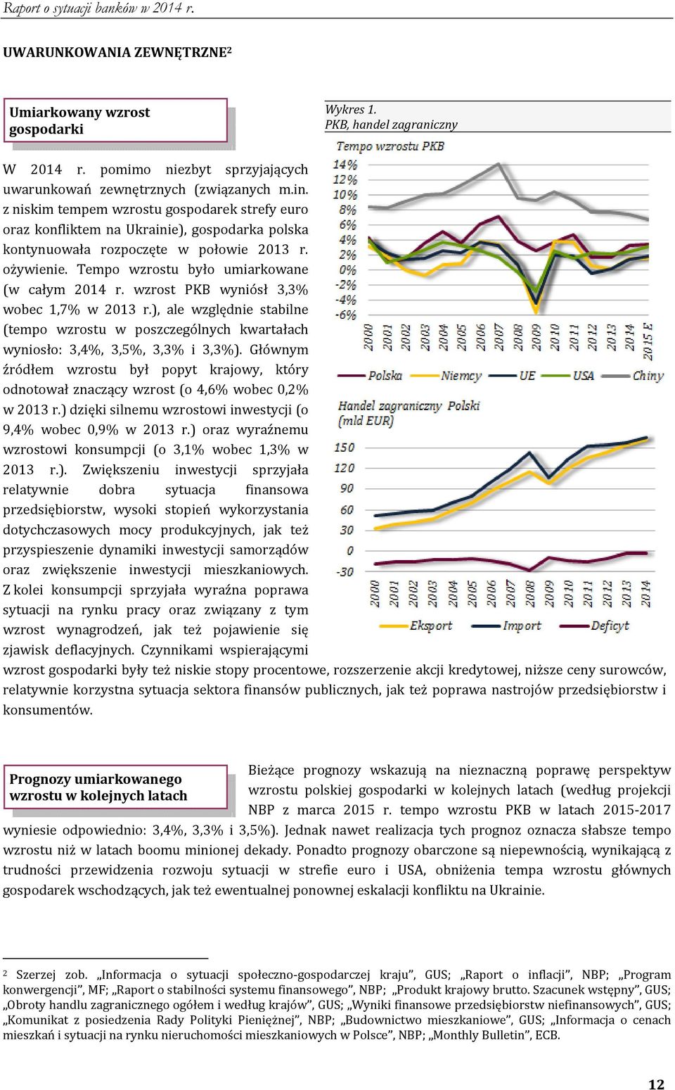 wzrost PKB wyniósł 3,3% wobec 1,7% w 2013 r.), ale względnie stabilne (tempo wzrostu w poszczególnych kwartałach wyniosło: 3,4%, 3,5%, 3,3% i 3,3%).