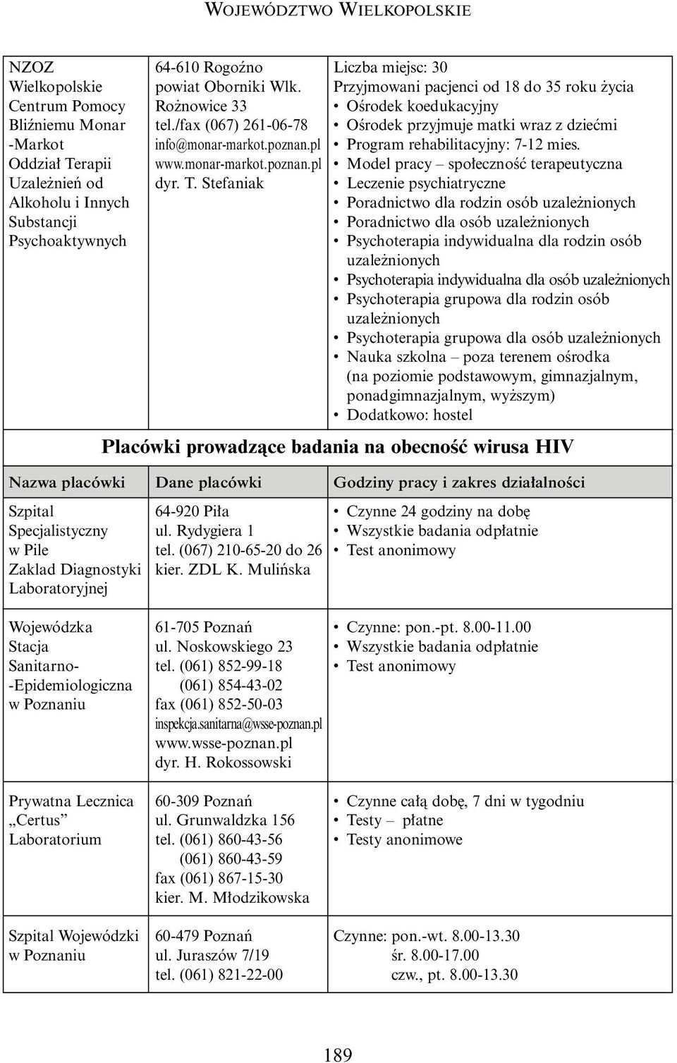 Stefaniak Liczba miejsc: 30 Przyjmowani pacjenci od 18 do 35 roku ycia OÊrodek koedukacyjny OÊrodek przyjmuje matki wraz z dzieçmi Program rehabilitacyjny: 7-12 mies.