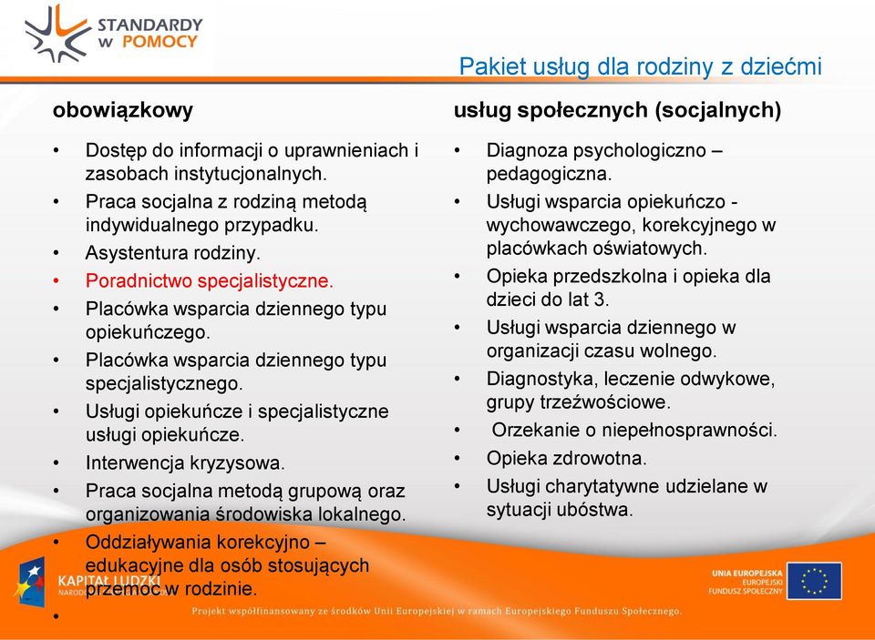 Interwencja kryzysowa. Praca socjalna metodą grupową oraz organizowania środowiska lokalnego. Oddziaływania korekcyjno edukacyjne dla osób stosujących przemoc w rodzinie.