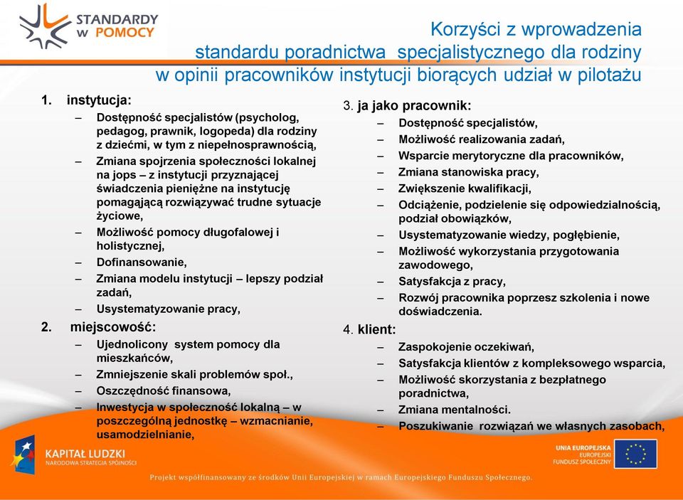 przyznającej świadczenia pieniężne na instytucję pomagąjącą rozwiązywać trudne sytuacje życiowe, Możliwość pomocy długofalowej i holistycznej, Dofinansowanie, Zmiana modelu instytucji lepszy podział