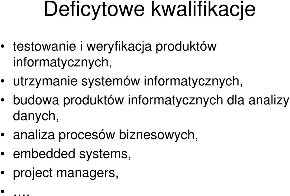 informatycznych, budowa produktów informatycznych dla