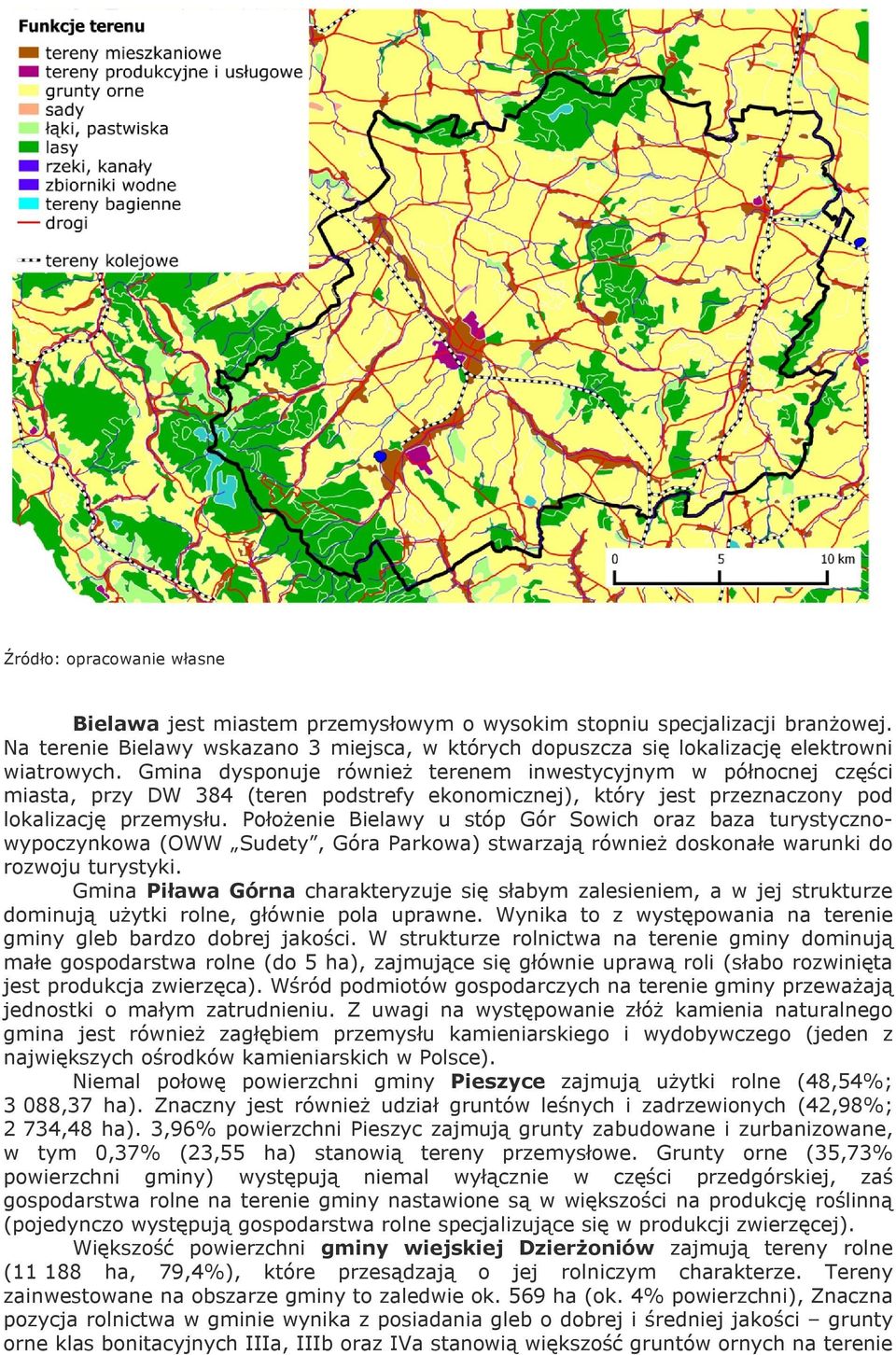 Gmina dysponuje również terenem inwestycyjnym w północnej części miasta, przy DW 384 (teren podstrefy ekonomicznej), który jest przeznaczony pod lokalizację przemysłu.