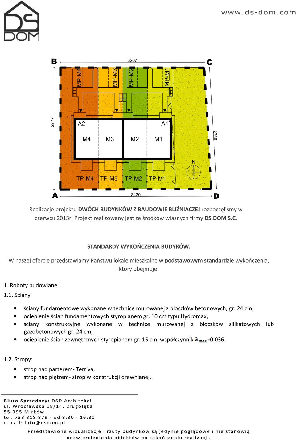 Roboty budowlane 1.1. Ściany ściany fundamentowe wykonane w technice murowanej z bloczków betonowych, gr. 24 cm, ocieplenie ścian fundamentowych styropianem gr.