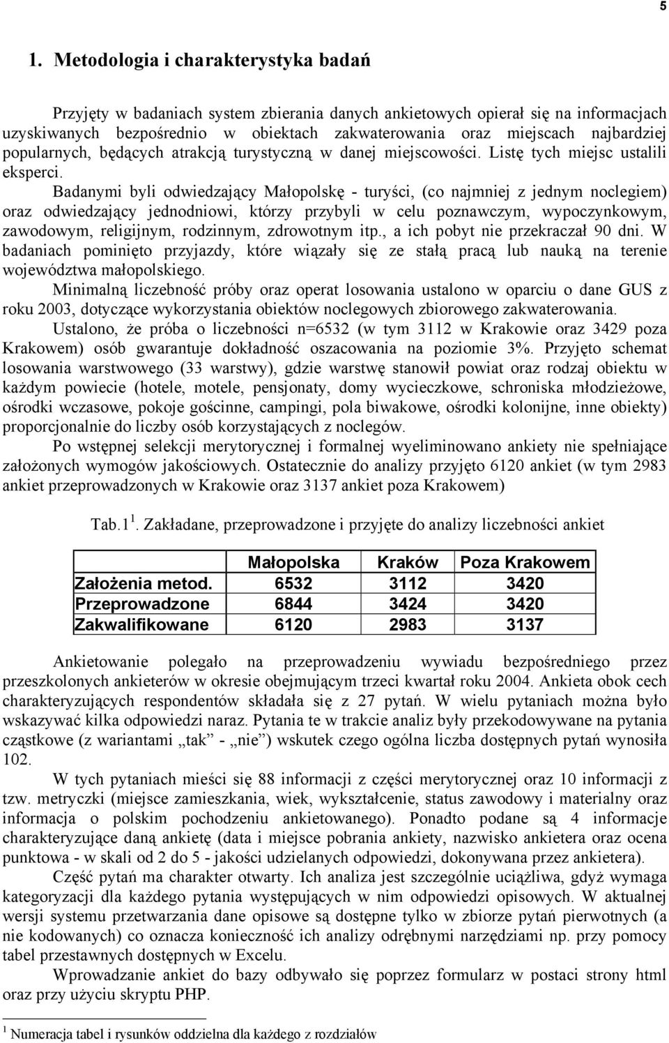 Badanymi byli odwiedzający Małopolskę - turyści, (co najmniej z jednym noclegiem) oraz odwiedzający jednodniowi, którzy przybyli w celu poznawczym, wypoczynkowym, zawodowym, religijnym, rodzinnym,