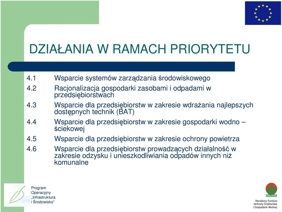 3 Wsparcie dla przedsiębiorstw w zakresie wdraŝania najlepszych dostępnych technik (BAT) 4.