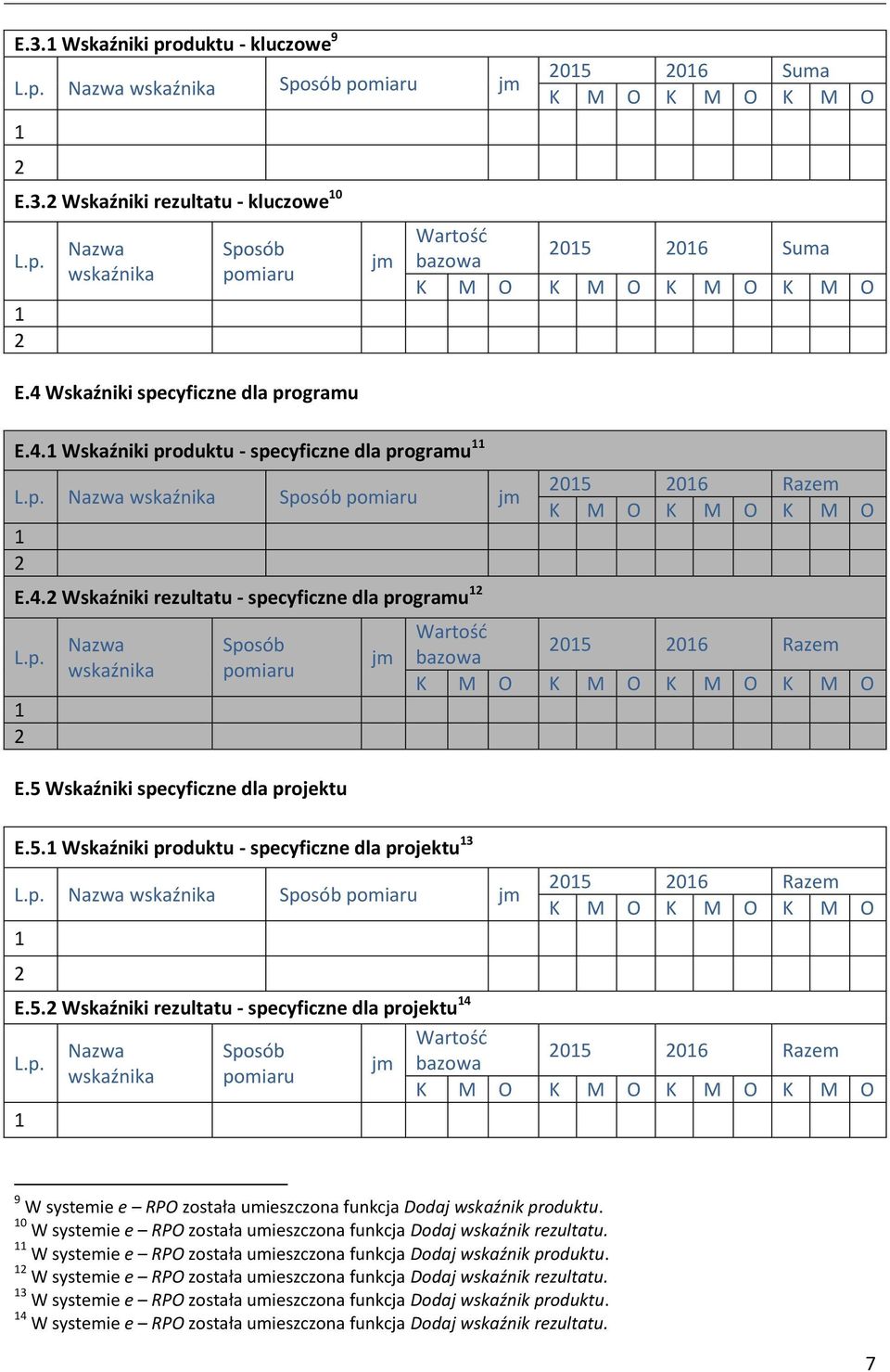 4. Wskaźniki rezultatu - specyficzne dla programu L.p. Nazwa wskaźnika Sposób pomiaru E.