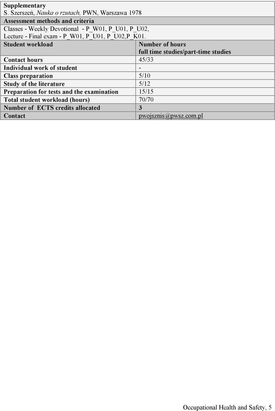 - Final exam - P_W01, P_U01, P_U02,P_K01.