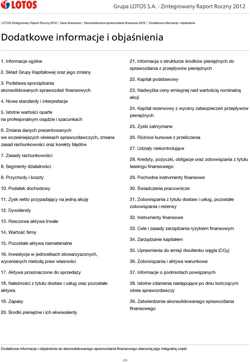 objaśnienia 1. Informacje ogólne 2. Skład Grupy Kapitałowej oraz jego zmiany 3. Podstawa sporządzania skonsolidowanych sprawozdań finansowych 4. Nowe standardy i interpretacje 5.