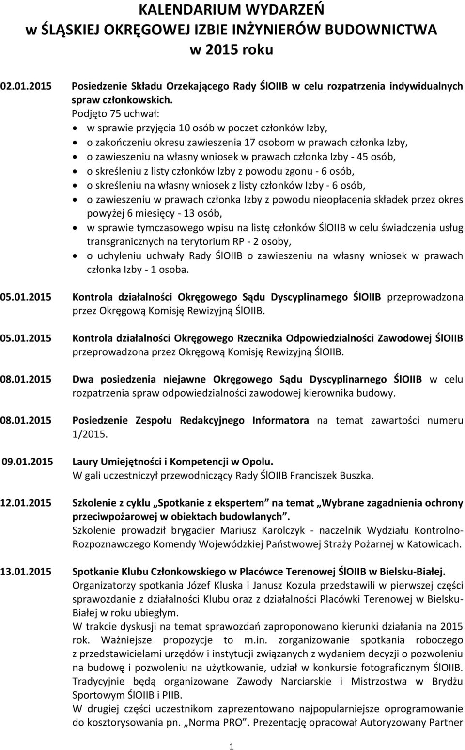 osób, o skreśleniu z listy członków Izby z powodu zgonu - 6 osób, o skreśleniu na własny wniosek z listy członków Izby - 6 osób, o zawieszeniu w prawach członka Izby z powodu nieopłacenia składek