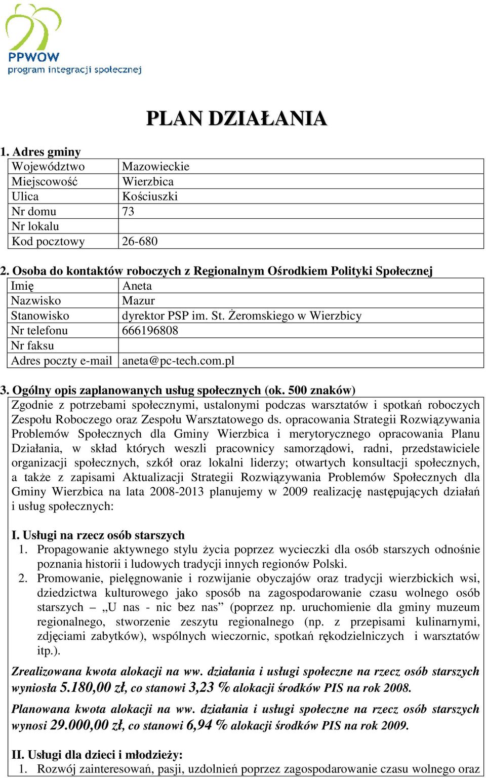 com.pl 3. Ogólny opis zaplanowanych usług społecznych (ok.