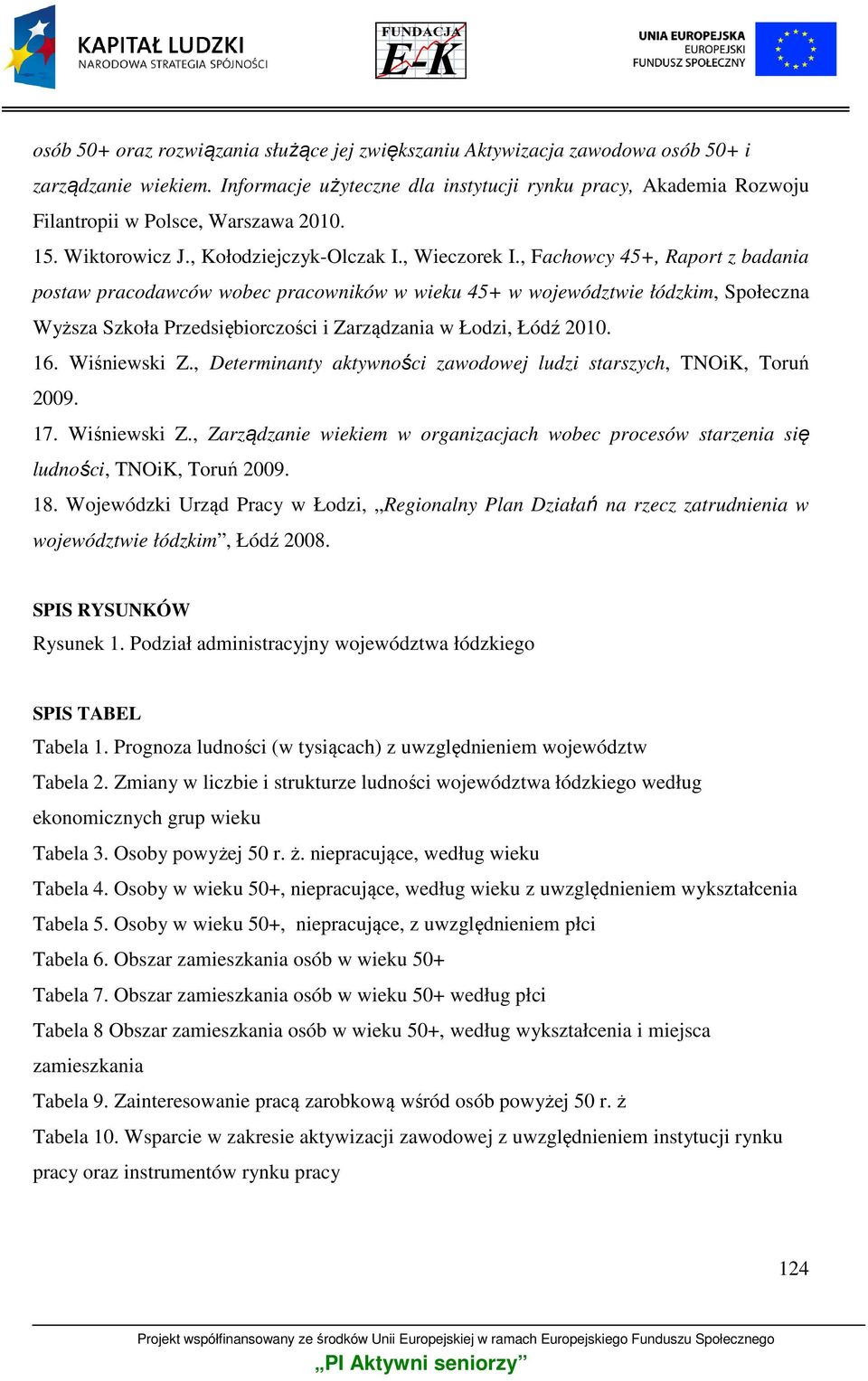 , Fachowcy 45+, Raport z badania postaw pracodawców wobec pracowników w wieku 45+ w województwie łódzkim, Społeczna Wyższa Szkoła Przedsiębiorczości i Zarządzania w Łodzi, Łódź 2010. 16. Wiśniewski Z.