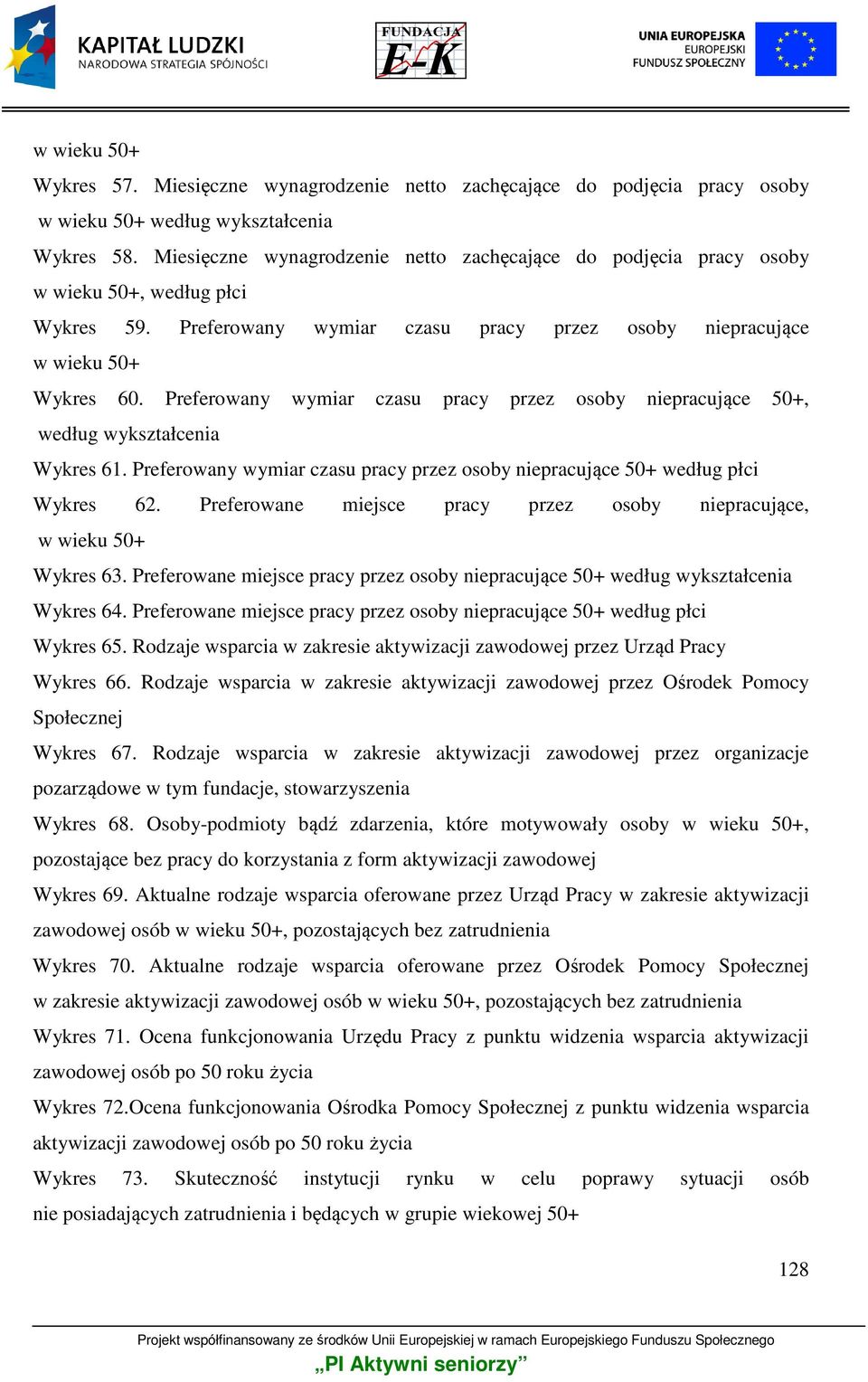 Preferowany wymiar czasu pracy przez osoby niepracujące 50+ według płci Wykres 62. Preferowane miejsce pracy przez osoby niepracujące, Wykres 63.