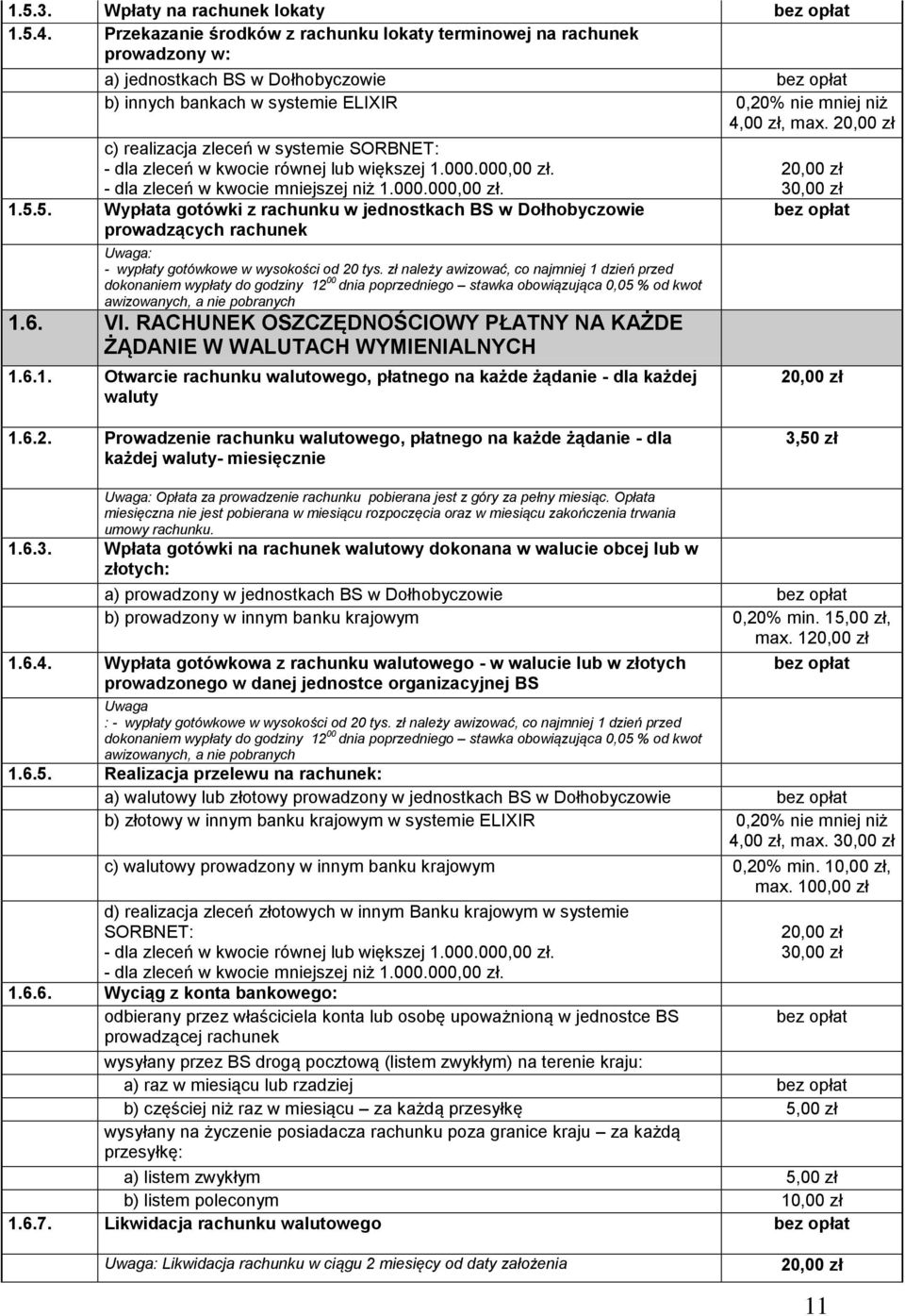 c) realizacja zleceń w systemie SORBNET: - dla zleceń w kwocie równej lub większej 1.000.000,00 zł. - dla zleceń w kwocie mniejszej niż 1.000.000,00 zł. 1.5.