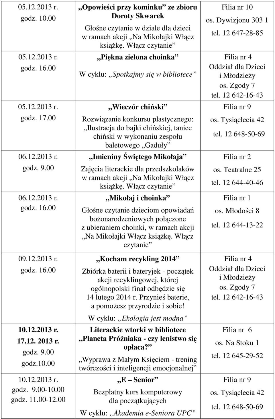 Włącz Piękna zielona choinka W cyklu: Spotkajmy się w bibliotece Wieczór chiński Rozwiązanie konkursu plastycznego: Ilustracja do bajki chińskiej, taniec chiński w wykonaniu zespołu baletowego Gaduły