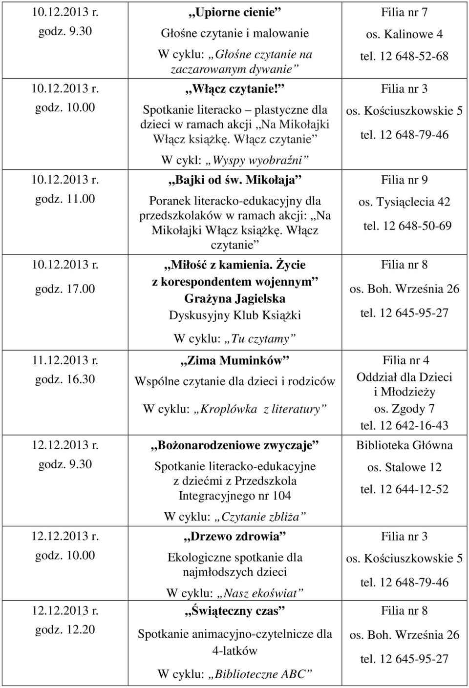 Mikołaja Poranek literacko-edukacyjny dla przedszkolaków w ramach akcji: Na Mikołajki Włącz książkę. Włącz Miłość z kamienia.