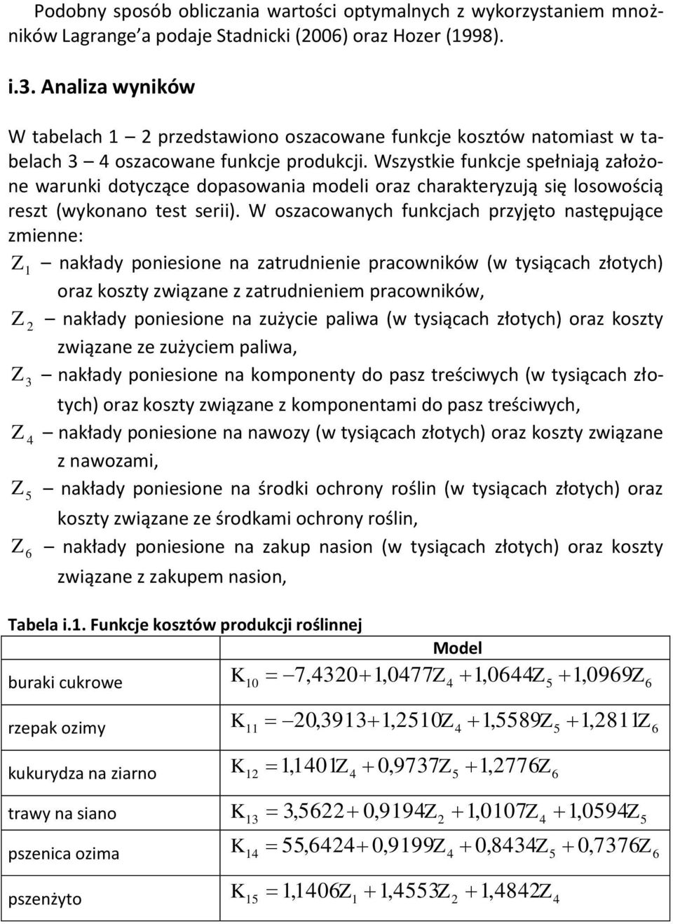 Wszystkie funkcje spełniają założone warunki dotyczące dopasowania modeli oraz charakteryzują się losowością reszt (wykonano test serii).