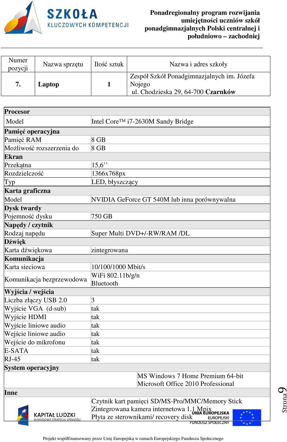 błyszczący Karta graficzna Model NVIDIA GeForce GT 540M lub inna porównywalna Dysk twardy Pojemność dysku 750 GB Napędy / czytnik Rodzaj napędu Super Multi DVD+/-RW/RAM /DL Dźwięk Karta dźwiękowa