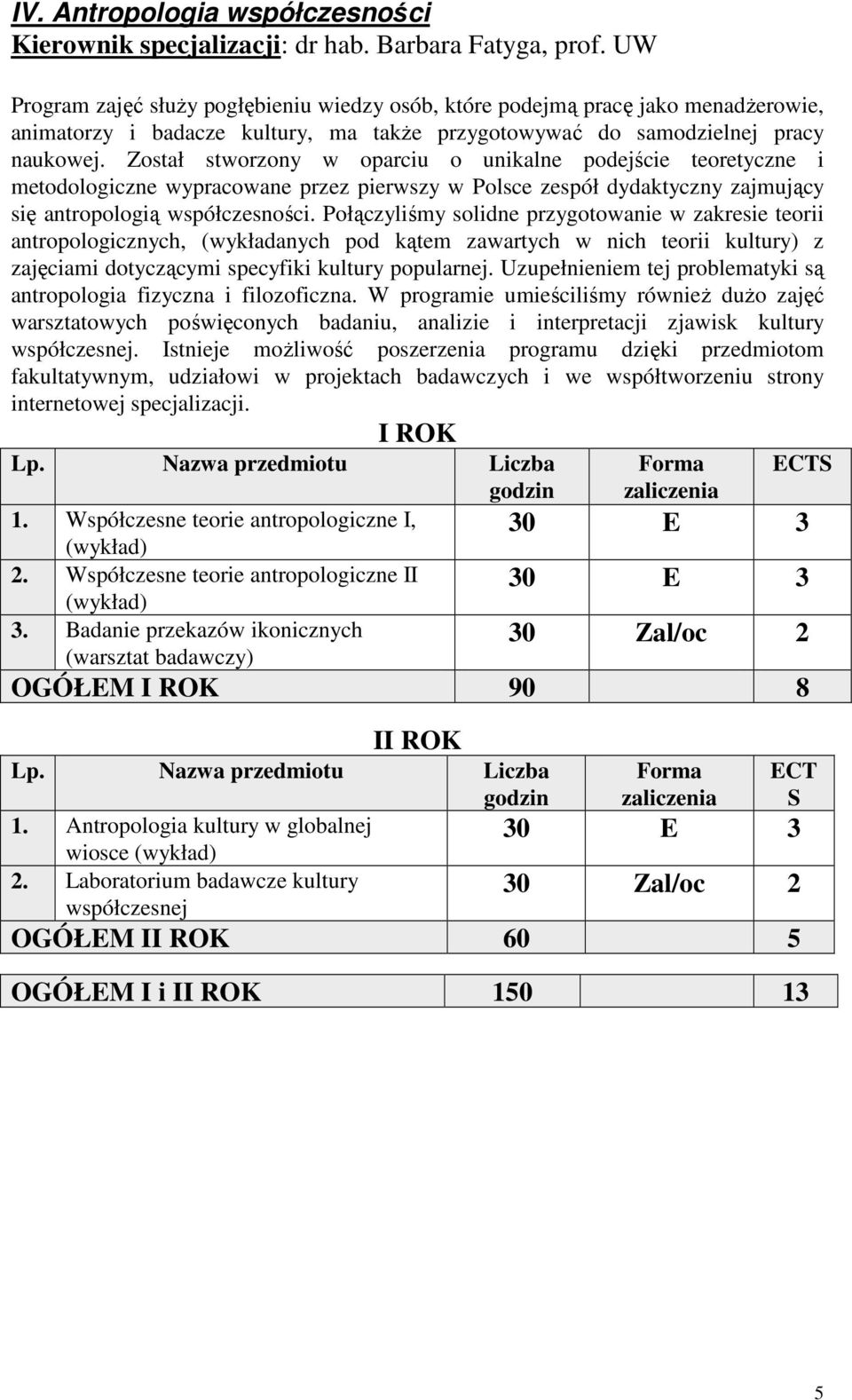 Został stworzony w oparciu o unikalne podejście teoretyczne i metodologiczne wypracowane przez pierwszy w Polsce zespół dydaktyczny zajmujący się antropologią współczesności.