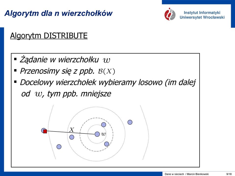 Docelowy wierzchołek wybieramy losowo (im dalej