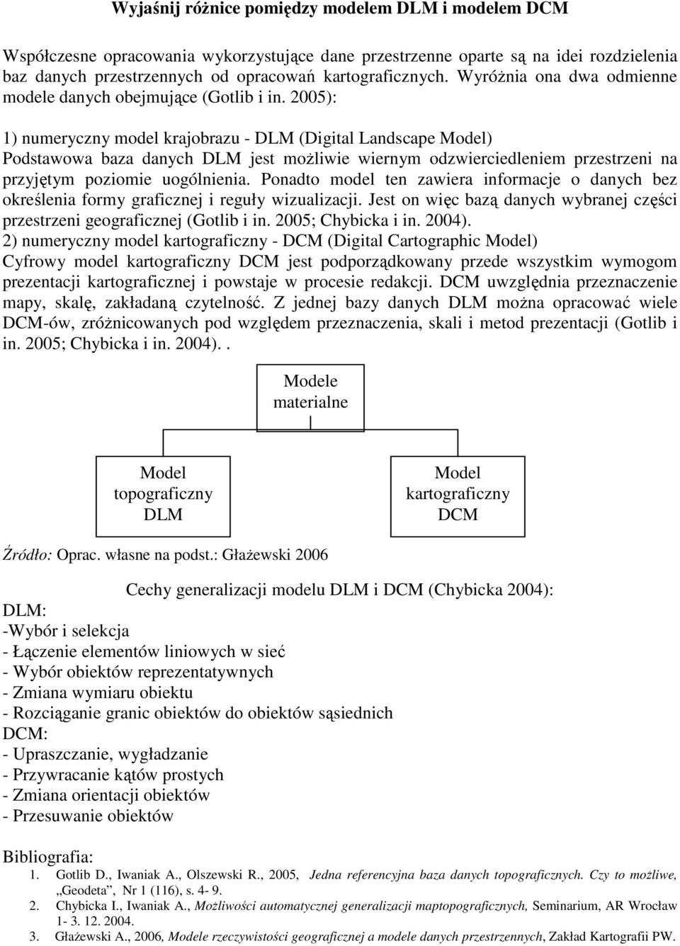 2005): 1) numeryczny model krajobrazu - DLM (Digital Landscape Model) Podstawowa baza danych DLM jest moŝliwie wiernym odzwierciedleniem przestrzeni na przyjętym poziomie uogólnienia.