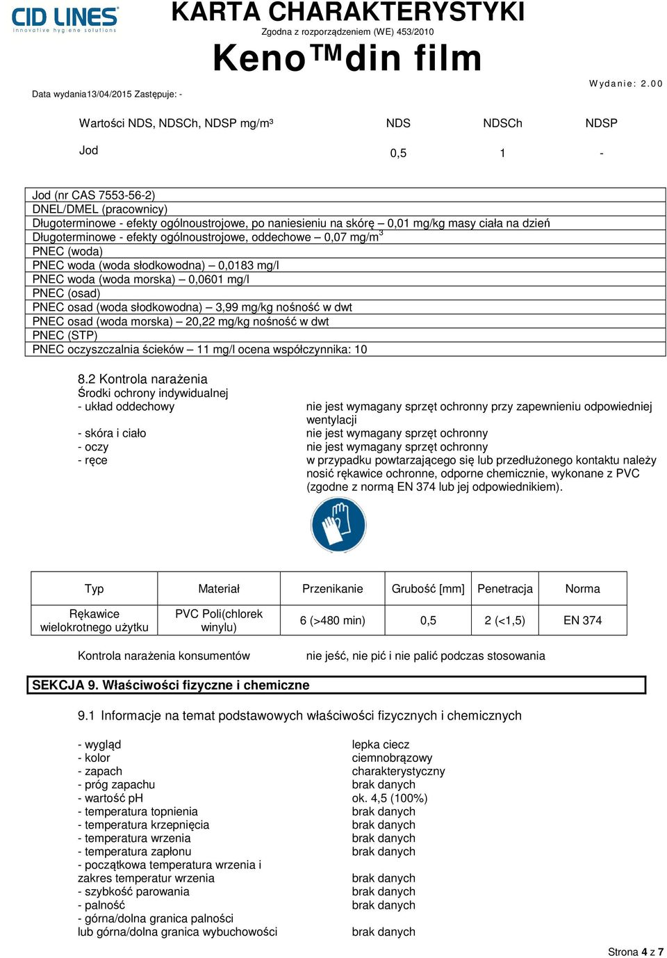 3,99 mg/kg nośność w dwt PNEC osad (woda morska) 20,22 mg/kg nośność w dwt PNEC (STP) PNEC oczyszczalnia ścieków 11 mg/l ocena współczynnika: 10 8.