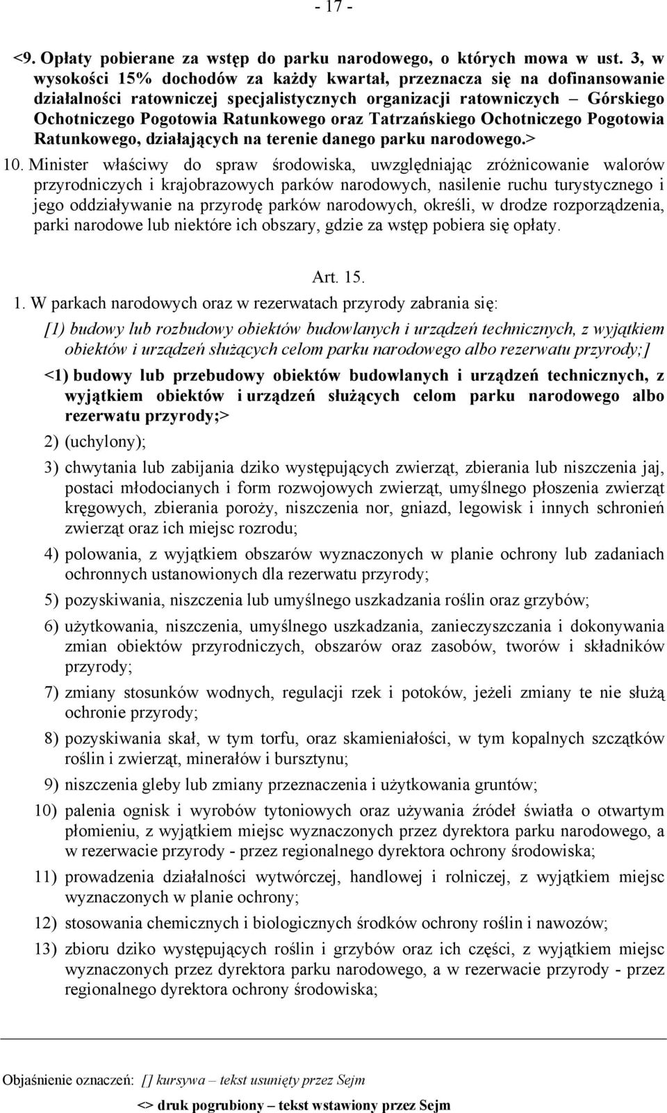 Tatrzańskiego Ochotniczego Pogotowia Ratunkowego, działających na terenie danego parku narodowego.> 10.