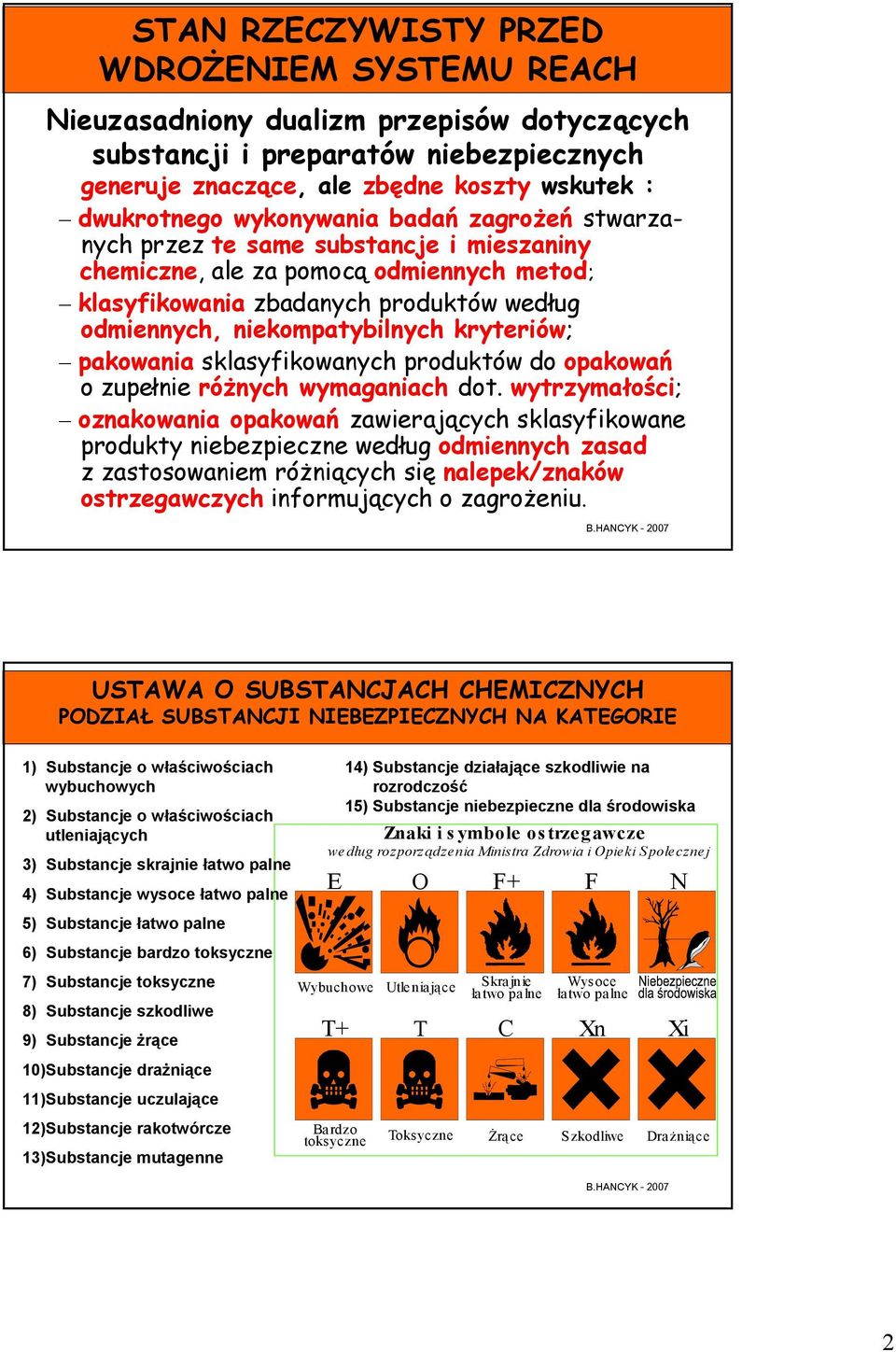 niekompatybilnych kryteriów; pakowania sklasyfikowanych produktów do opakowań o zupełnie różnych wymaganiach dot.