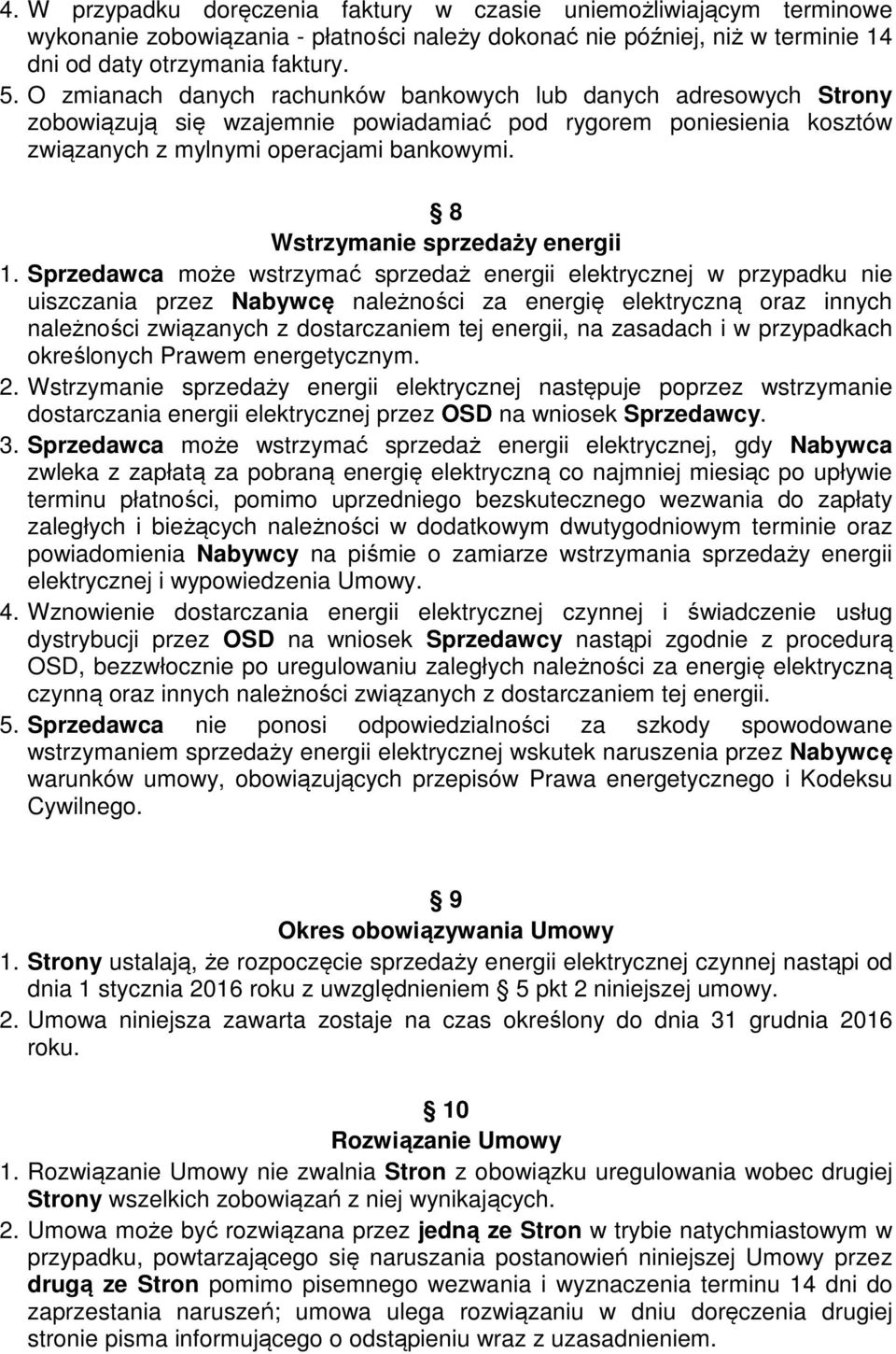 8 Wstrzymanie sprzedaży energii 1.