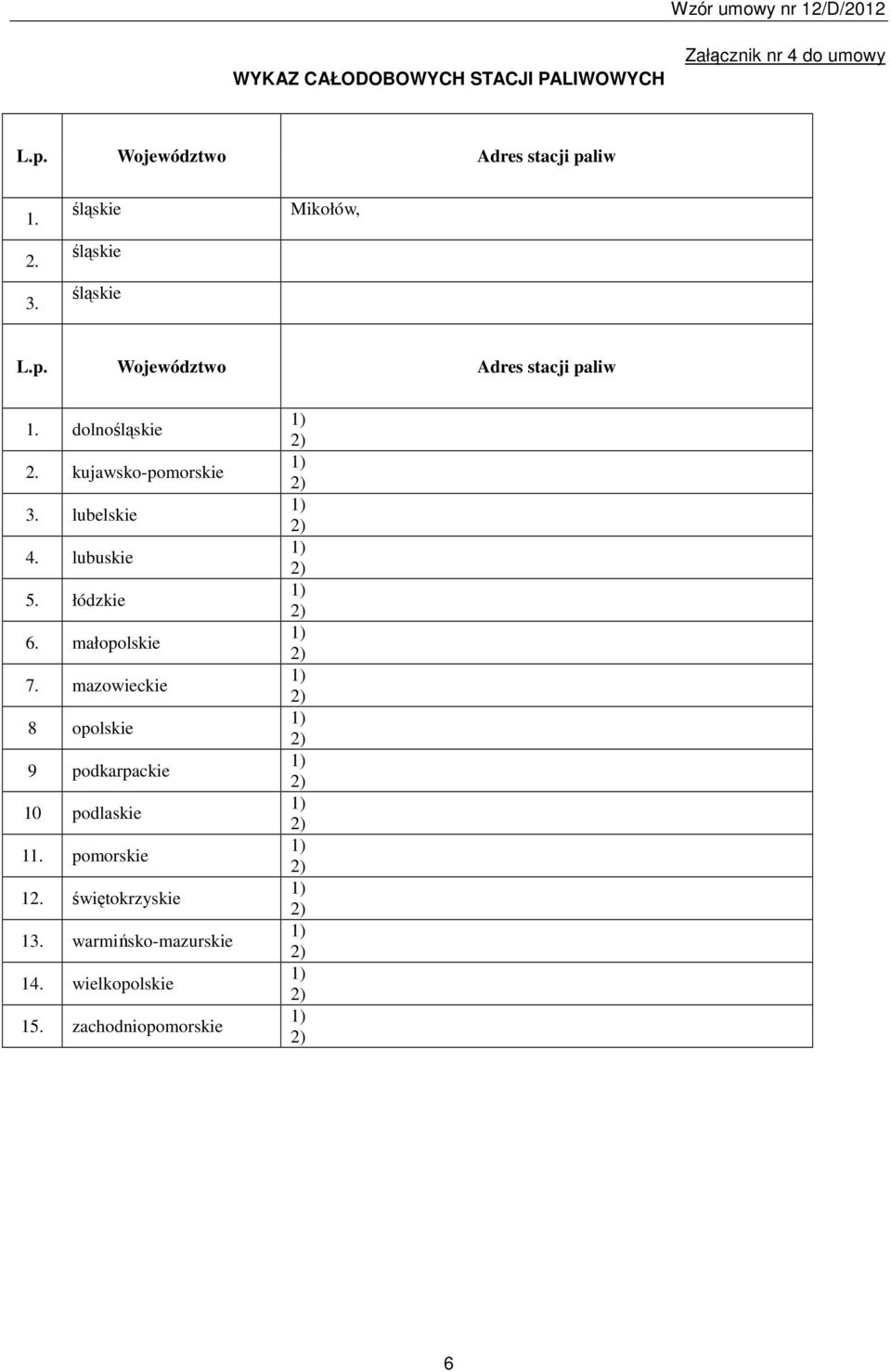 kujawsko-pomorskie 3. lubelskie 4. lubuskie 5. łódzkie 6. małopolskie 7.