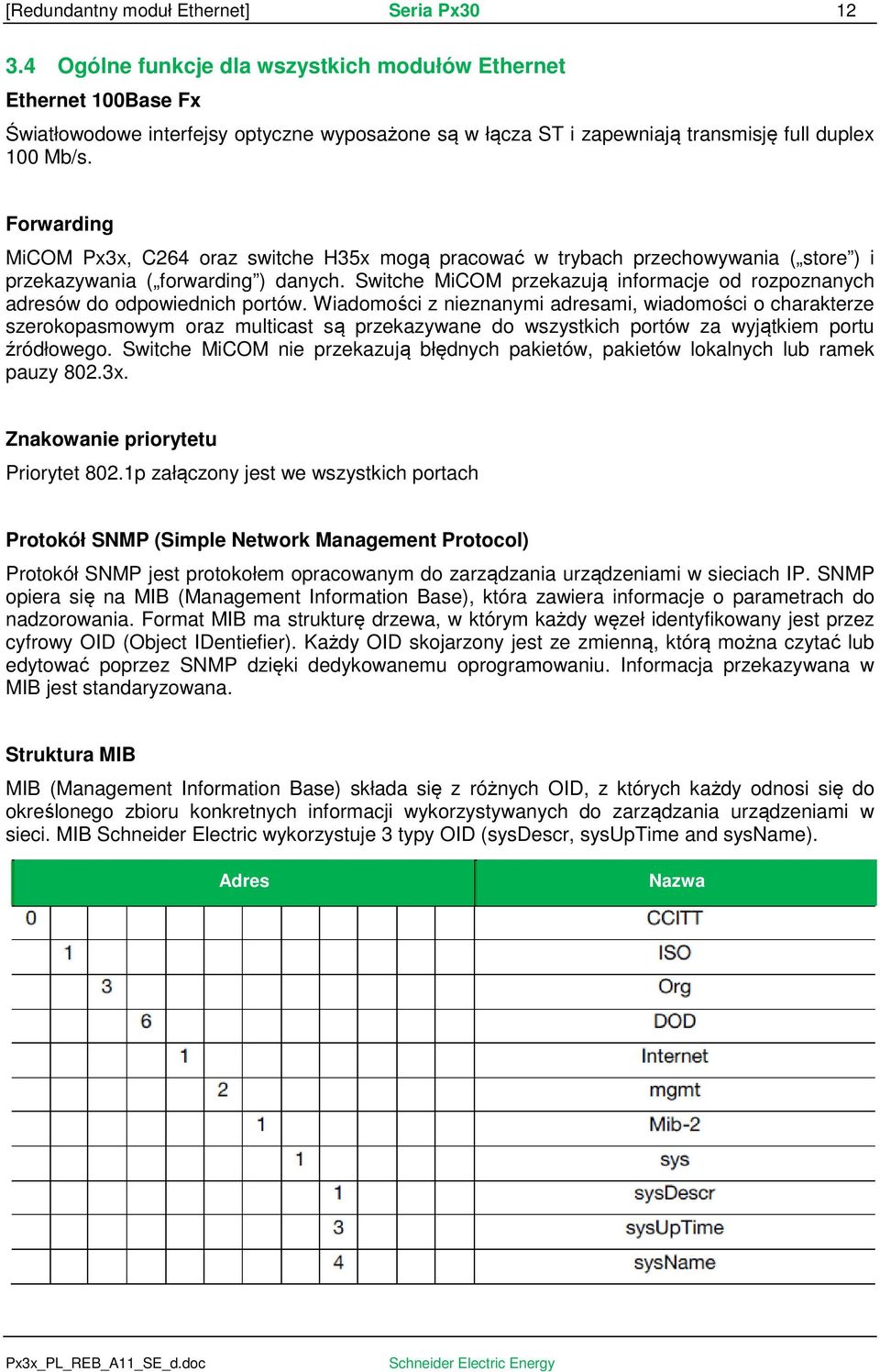 Forwarding MiCOM Px3x, C264 oraz switche H35x mogą pracować w trybach przechowywania ( store ) i przekazywania ( forwarding ) danych.