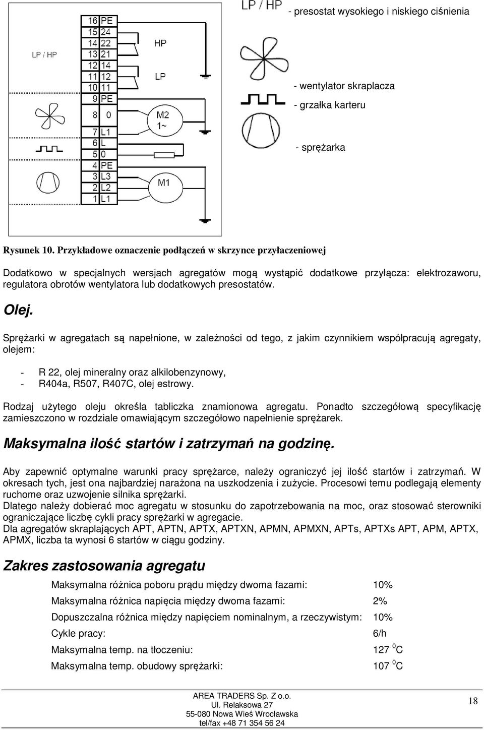 presostatów. Olej.