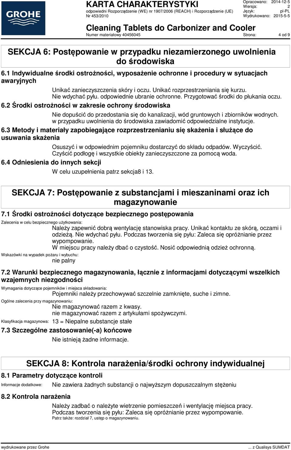 odpowiednie ubranie ochronne. Przygotować środki do płukania oczu. 6.