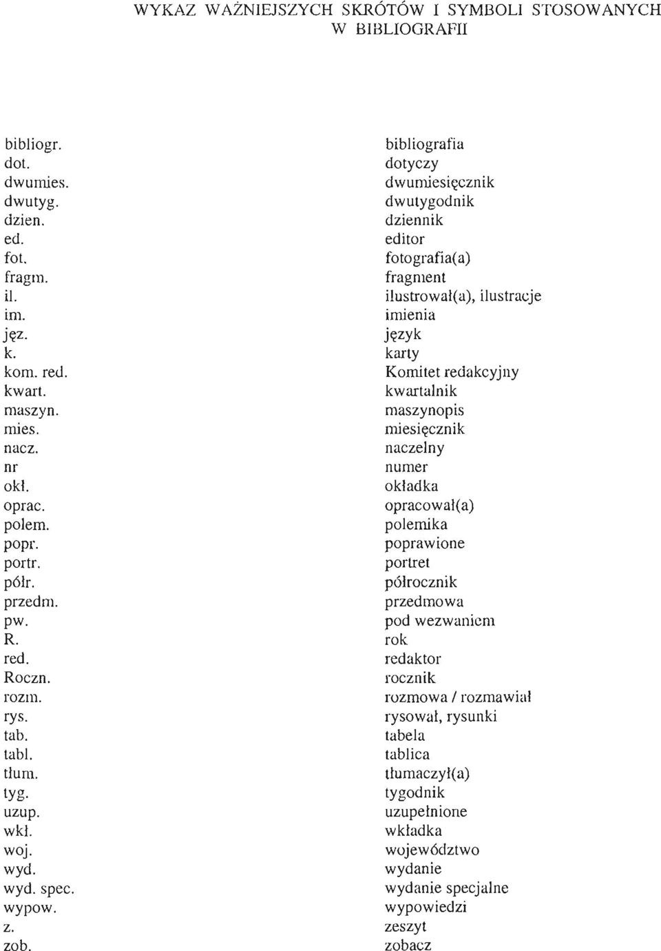 bibliografia dotyczy dwumiesięcznik dwutygodnik dziennik editor fotografia(a) fragment ilustrował(a), ilustracje imienia język karty Komitet redakcyjny kwartalnik maszynopis miesięcznik naczelny