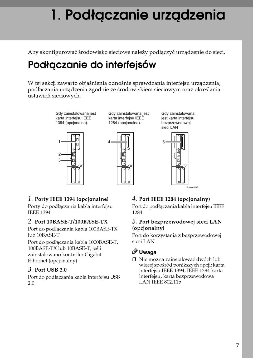 Porty IEEE 1394 (opcjonalne) Porty do podâàczania kabla interfejsu IEEE 1394 2.