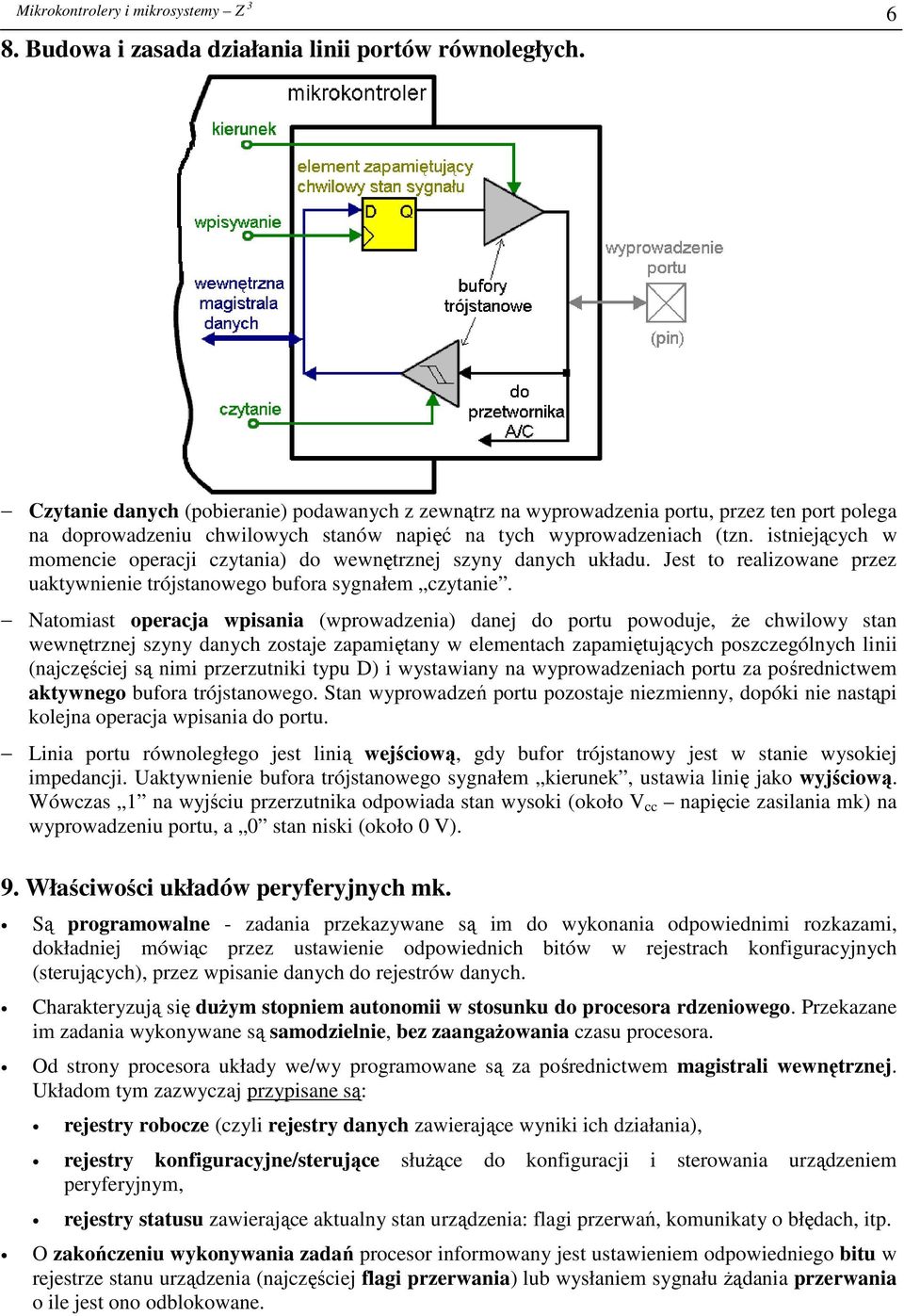 istniejących w momencie operacji czytania) do wewnętrznej szyny danych układu. Jest to realizowane przez uaktywnienie trójstanowego bufora sygnałem czytanie.