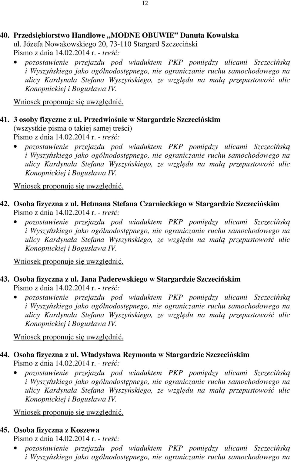 Przedwiośnie w Stargardzie Szczecińskim 42. Osoba fizyczna z ul.