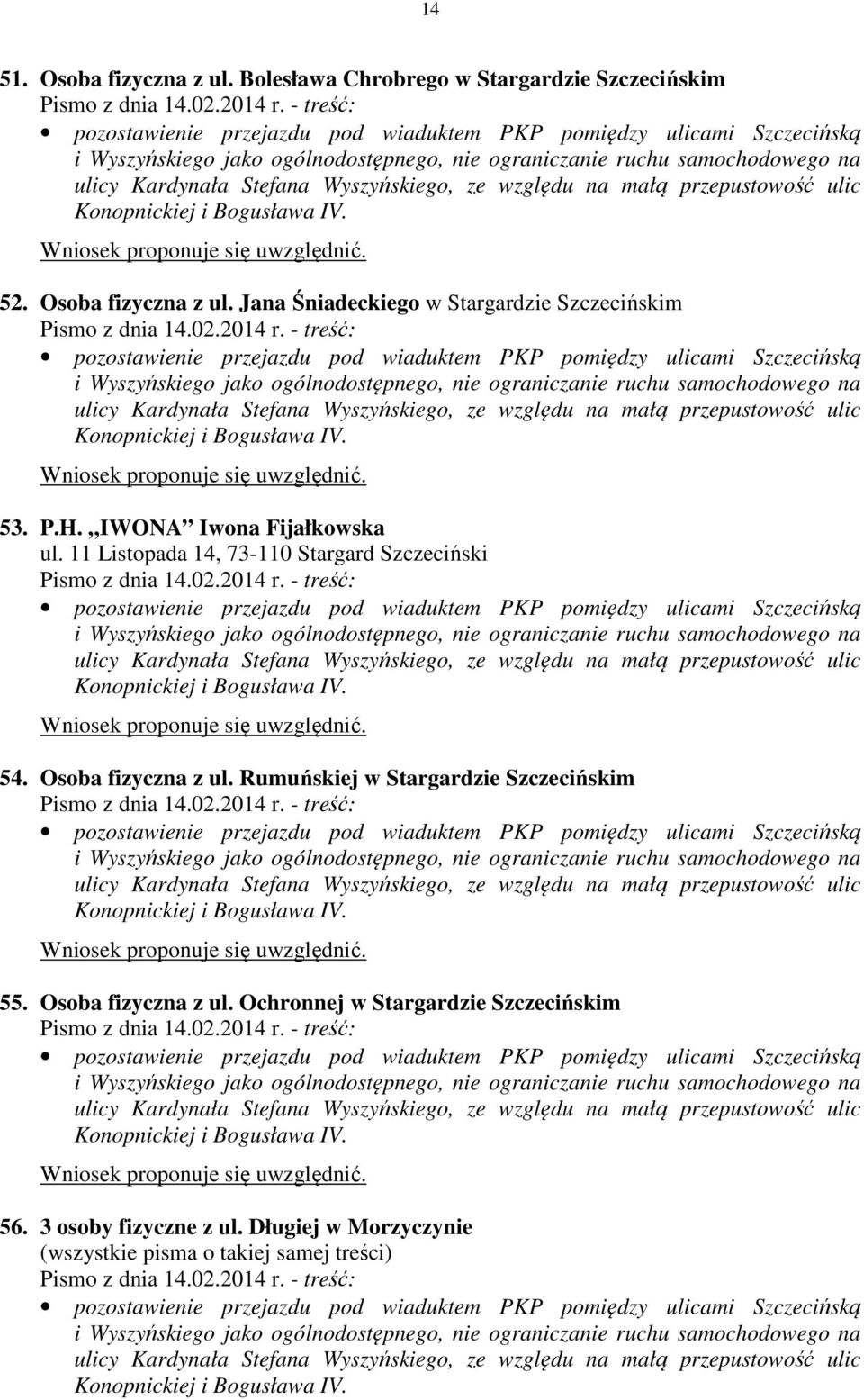 Osoba fizyczna z ul. Rumuńskiej w Stargardzie Szczecińskim 55. Osoba fizyczna z ul.