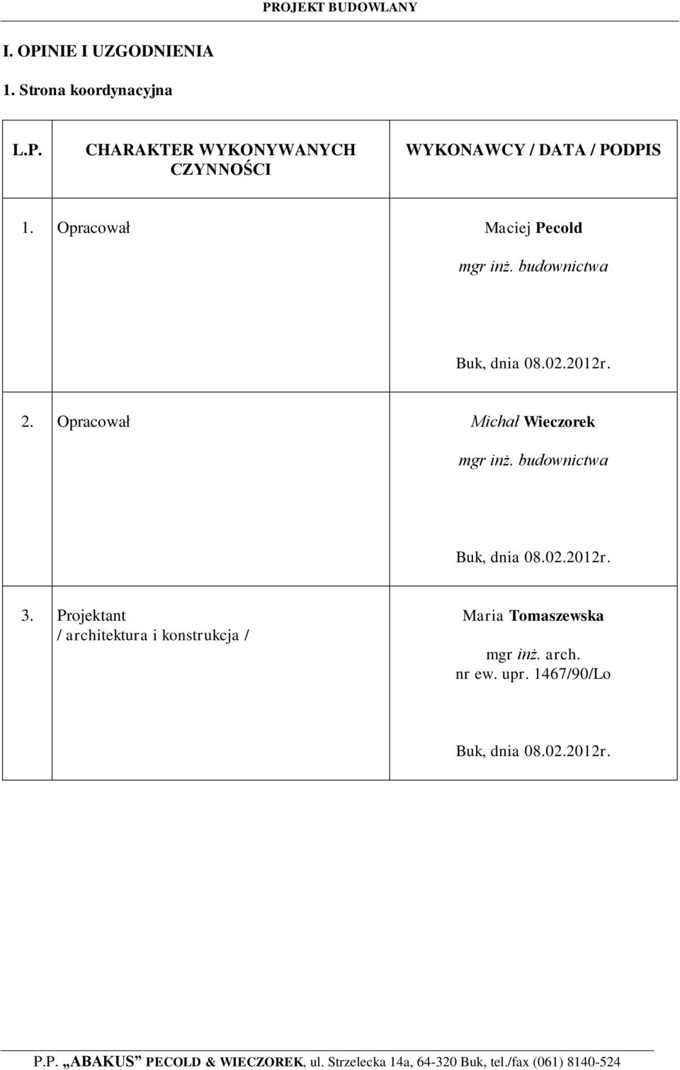 Opracował Michał Wieczorek mgr inż. budownictwa Buk, dnia 08.02.2012r. 3.