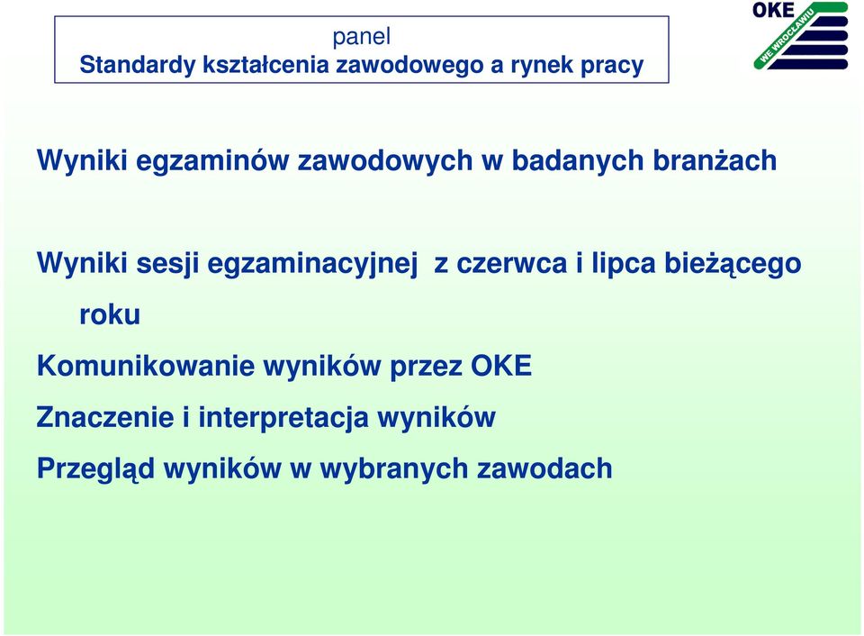 bieŝącego roku Komunikowanie wyników przez OKE